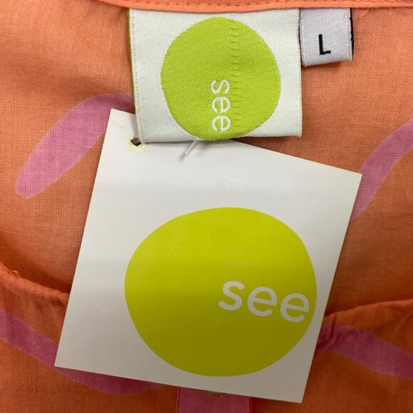 See Design Women’s Coral Long-Sleeve Tunic Blouse With Wave Pattern Sz L - New - Picture 6 of 9